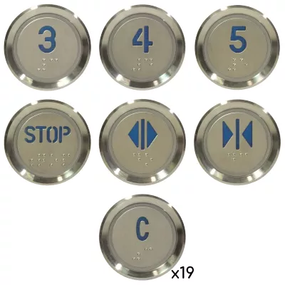 Πακέτο 25 Μπουτόν Ανελκυστήρα Στρογγυλά Μπλε